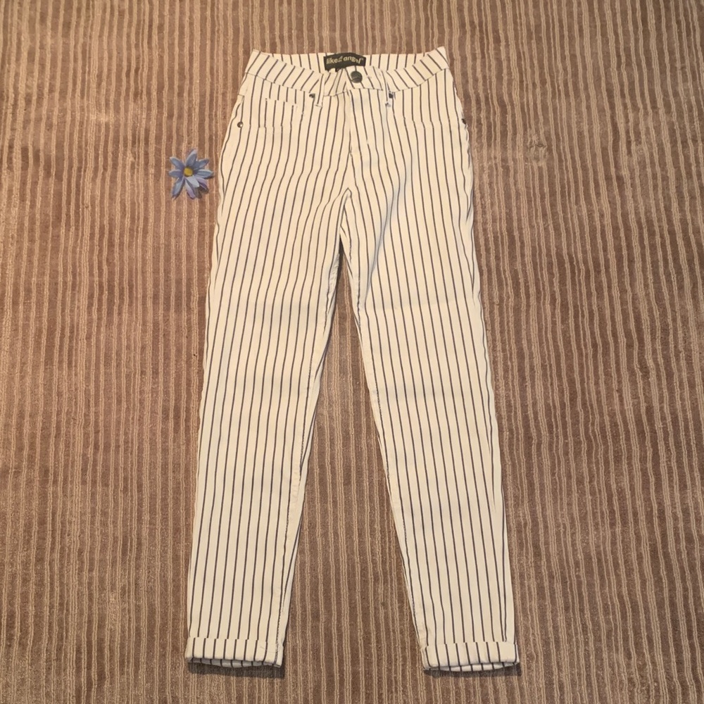 Like an Angel White and Black Striped Garment